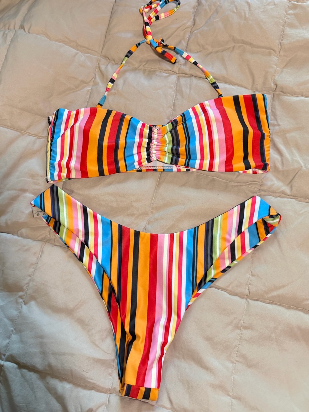 Zaful Multicolor Striped Bikini Bottoms in Bright Rainbow Hues